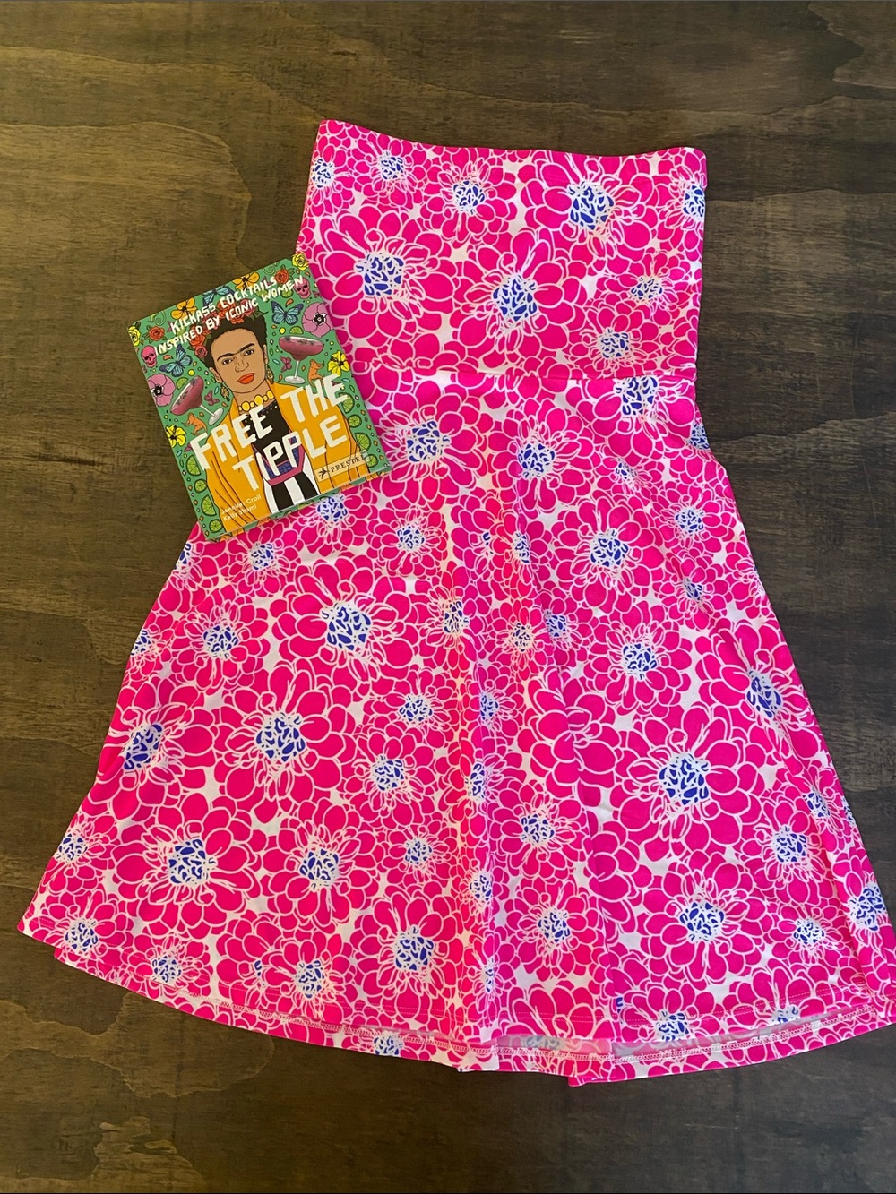 Gingy Women's Pink Floral A-Line Strapless Dress